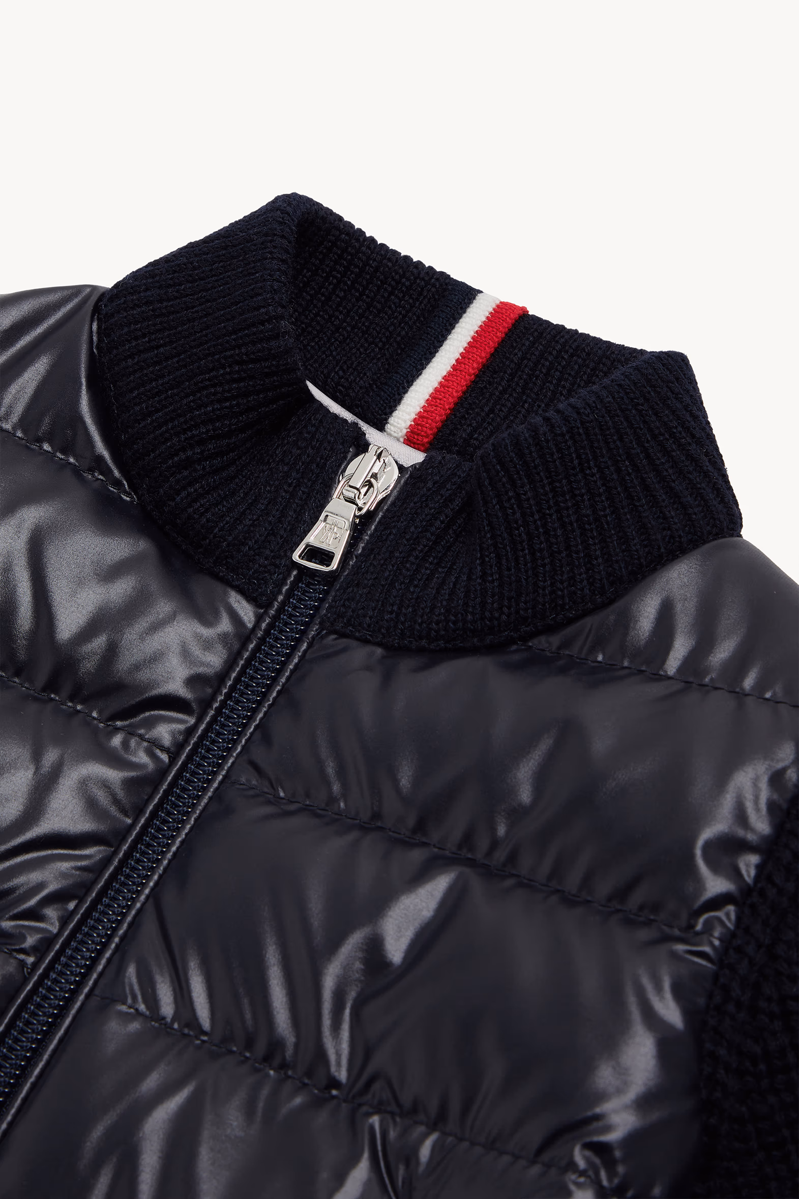 Padded Wool Zip-Up Cardigan Boy Navy Blue Moncler 2